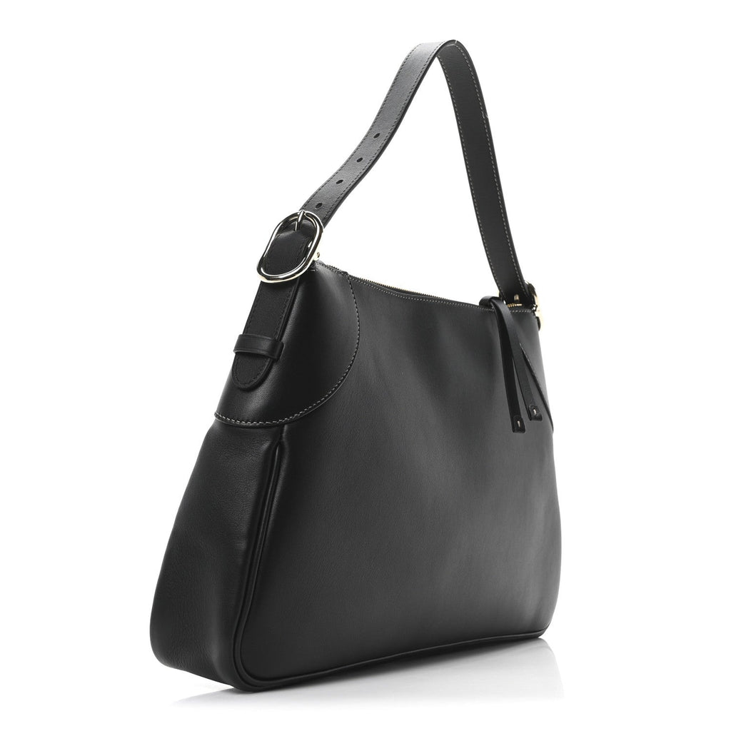 Calfskin Medium Emblem Shoulder Bag Black