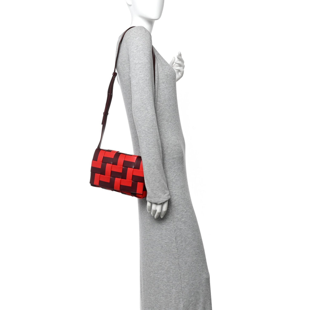 Nappa Maxi Intrecciato Cassette Crossbody Bag Barolo Bright Red
