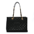 Caviar Quilted Grand Shopping Tote GST Black