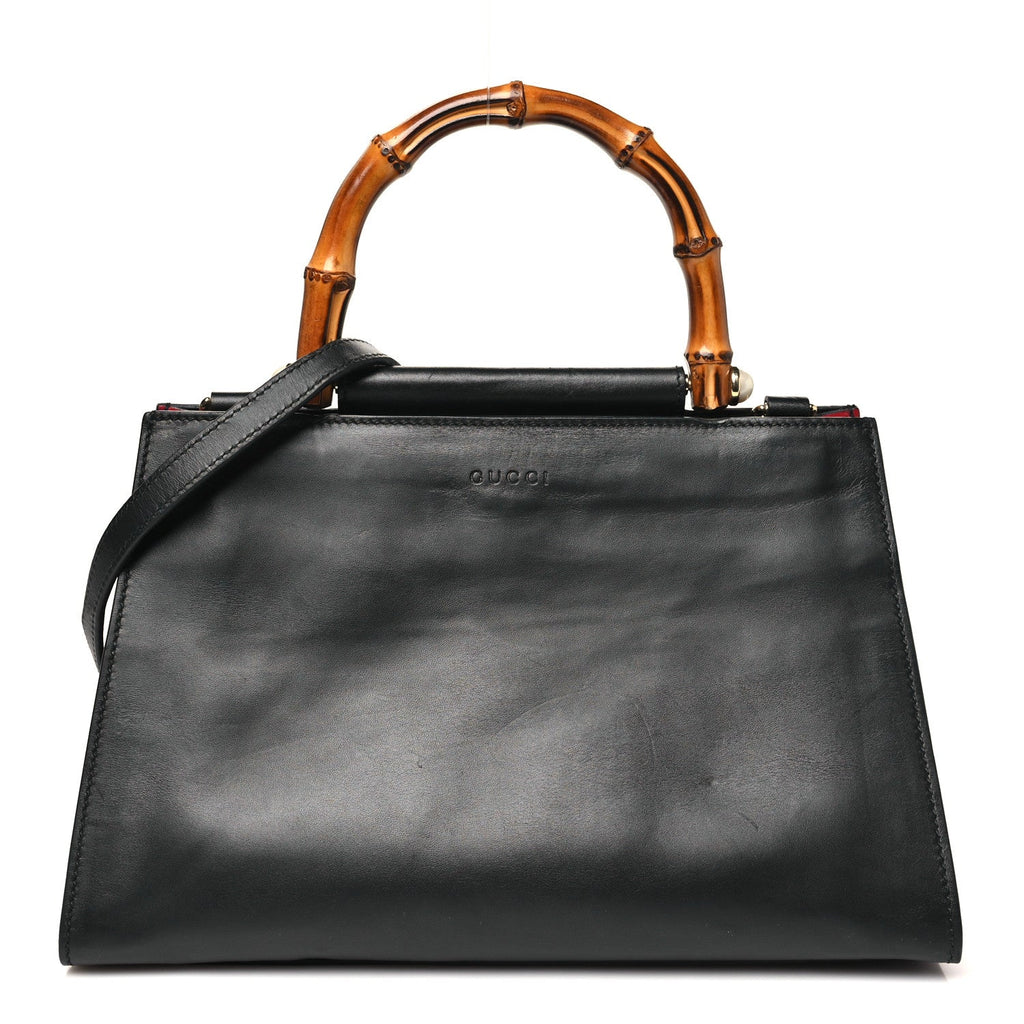 Nappa Bamboo Web Small Nymphaea Top Handle Bag Black