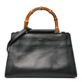 Nappa Bamboo Web Small Nymphaea Top Handle Bag Black