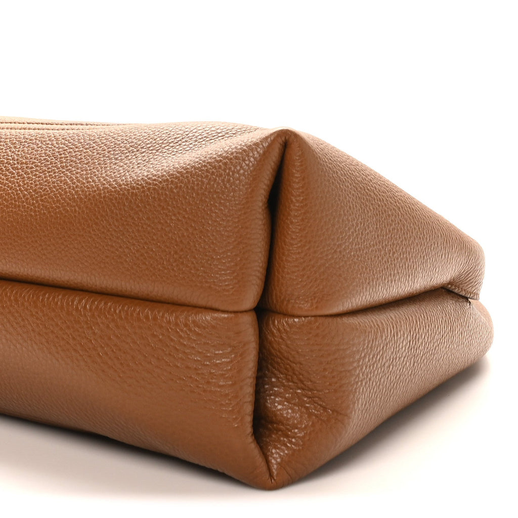 Grained Calfskin Softbit Maxi Shoulder Bag Brown