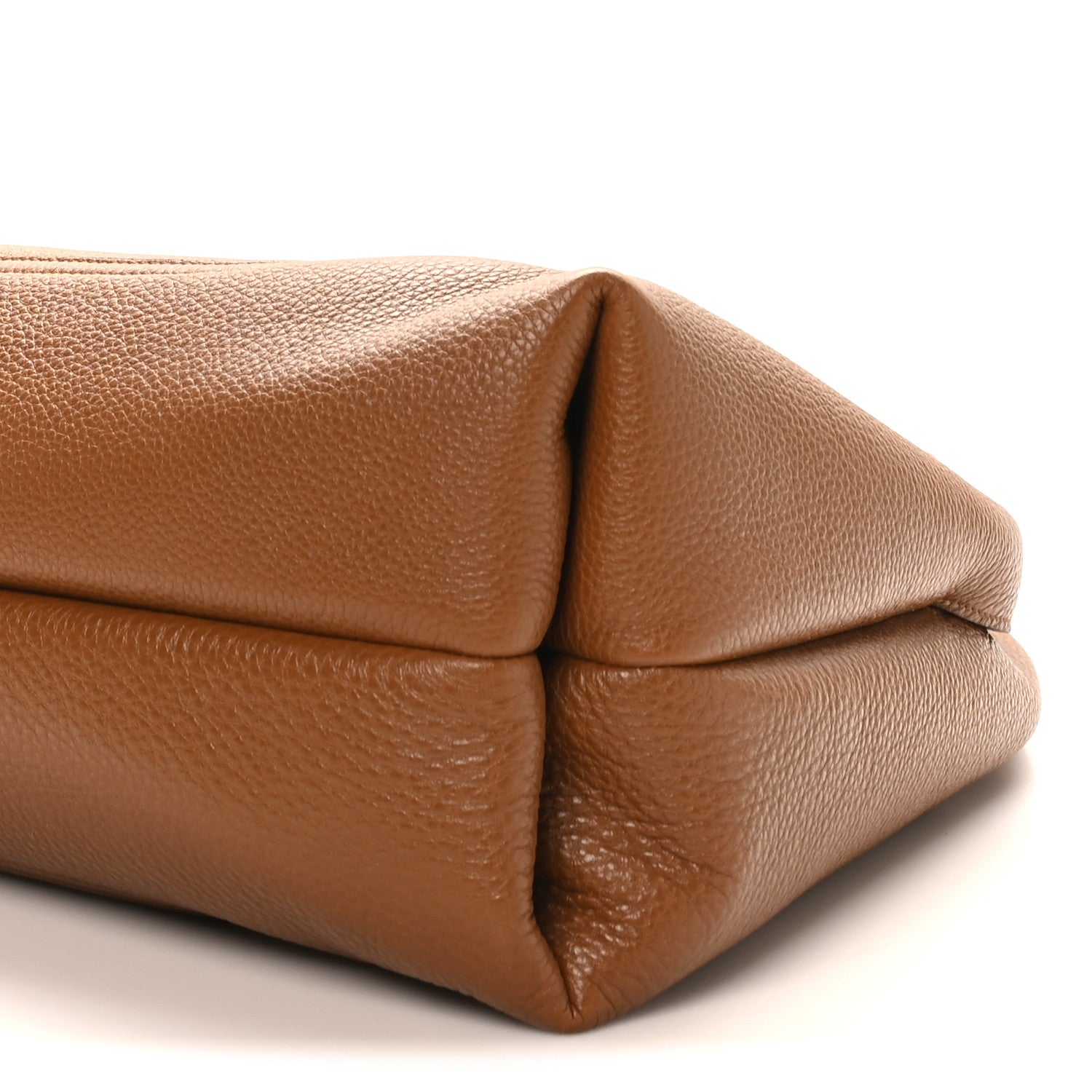 Grained Calfskin Softbit Maxi Shoulder Bag Brown
