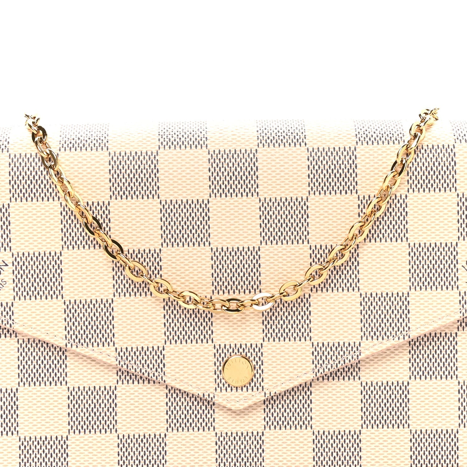 Damier Azur Pochette Felicie Chain Wallet Rose Ballerine