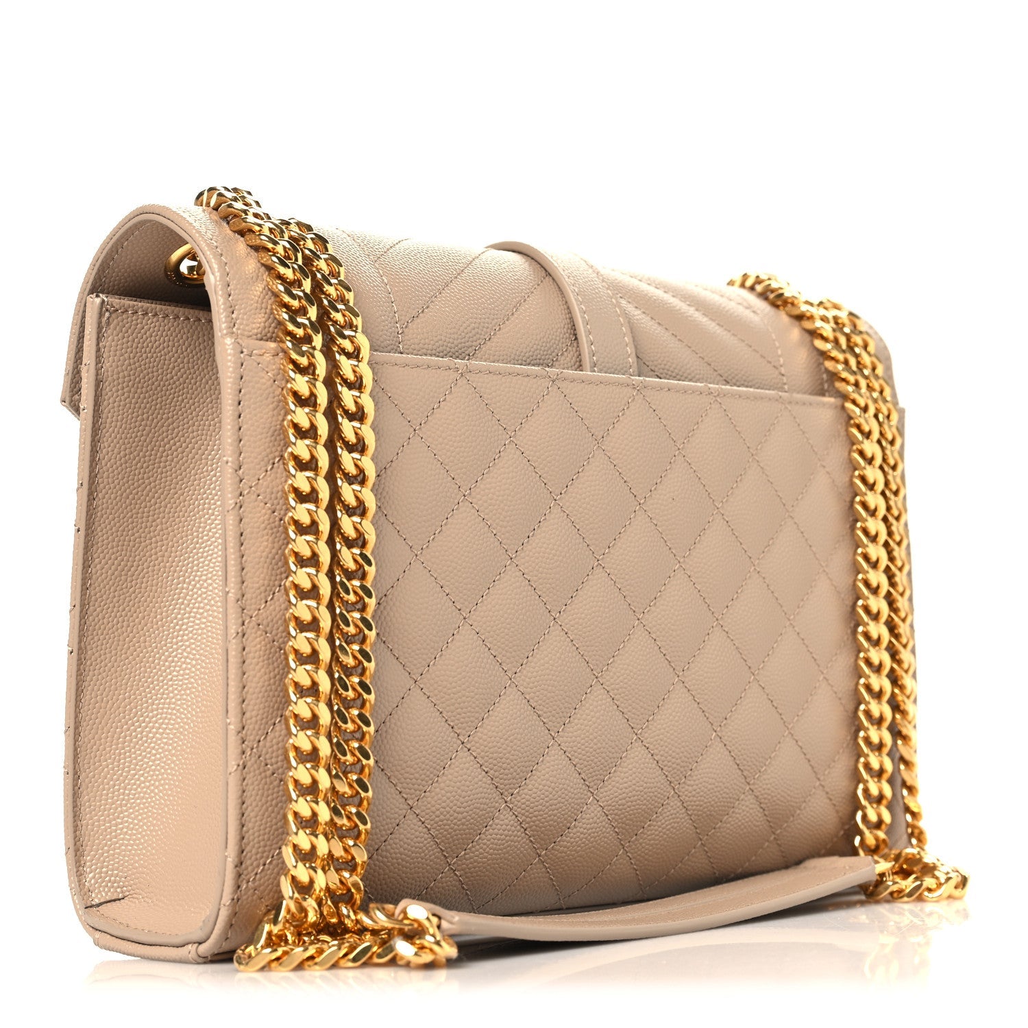Grain De Poudre Textured Mixed Matelasse Medium Triquilt Monogram Satchel Dark Beige