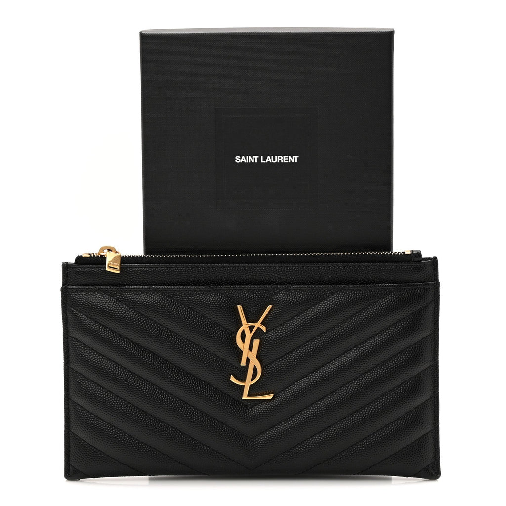 Grain De Poudre Chevron Monogram Bill Pouch Black