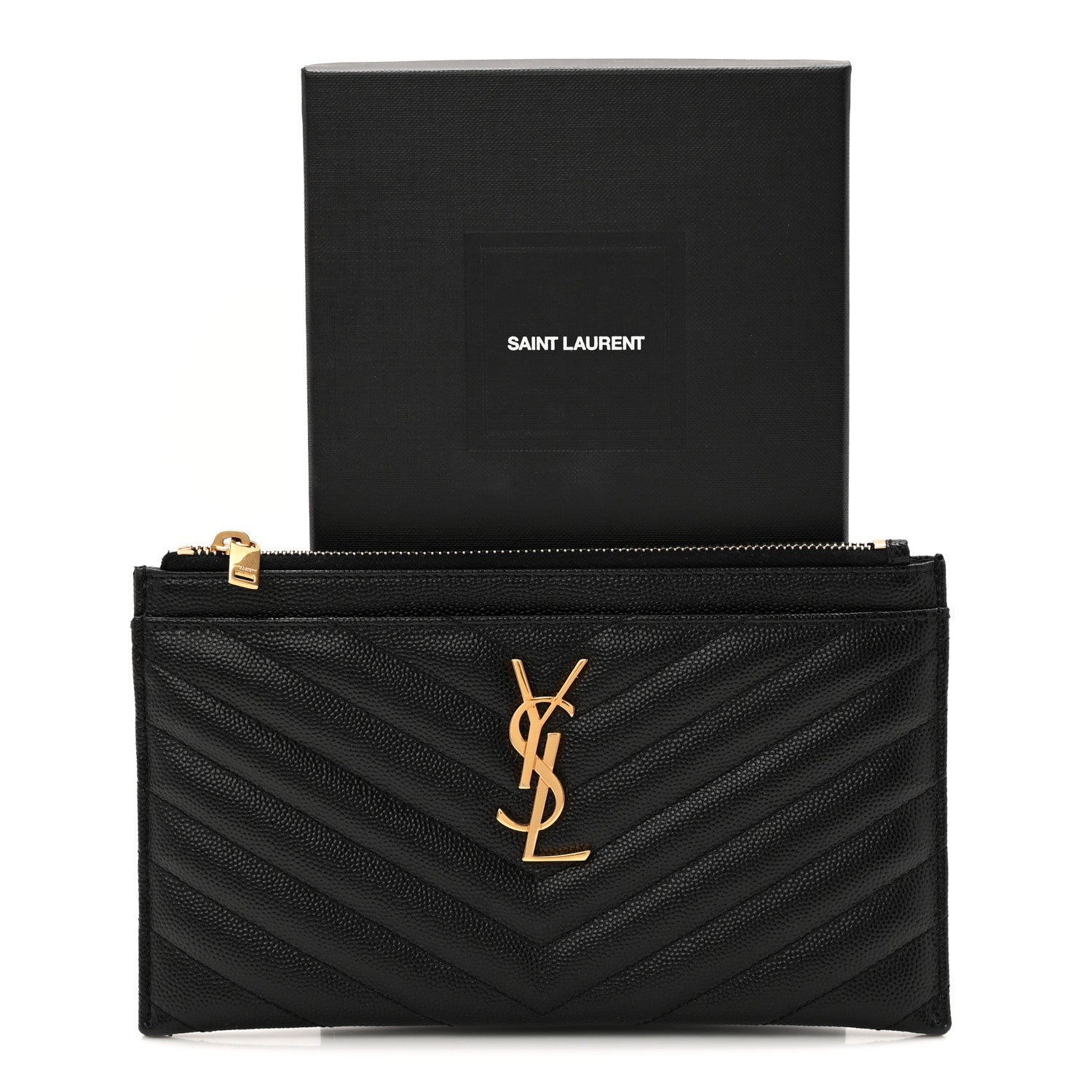 Grain De Poudre Chevron Monogram Bill Pouch Black