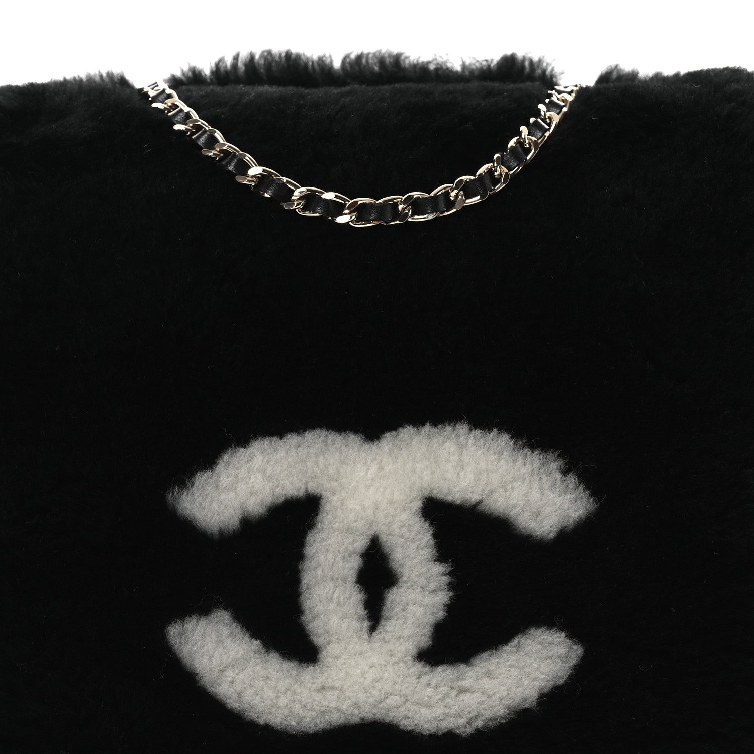 Muff Shearling Lambskin Bag Black Ecru