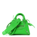 Grained Calfskin Neo Classic Silver Hardware Nano City Crossbody Fluo Green