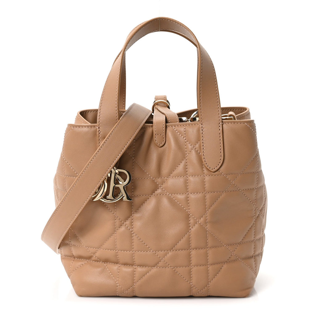 Calfskin Macrocannage Small Toujours Vertical Beige
