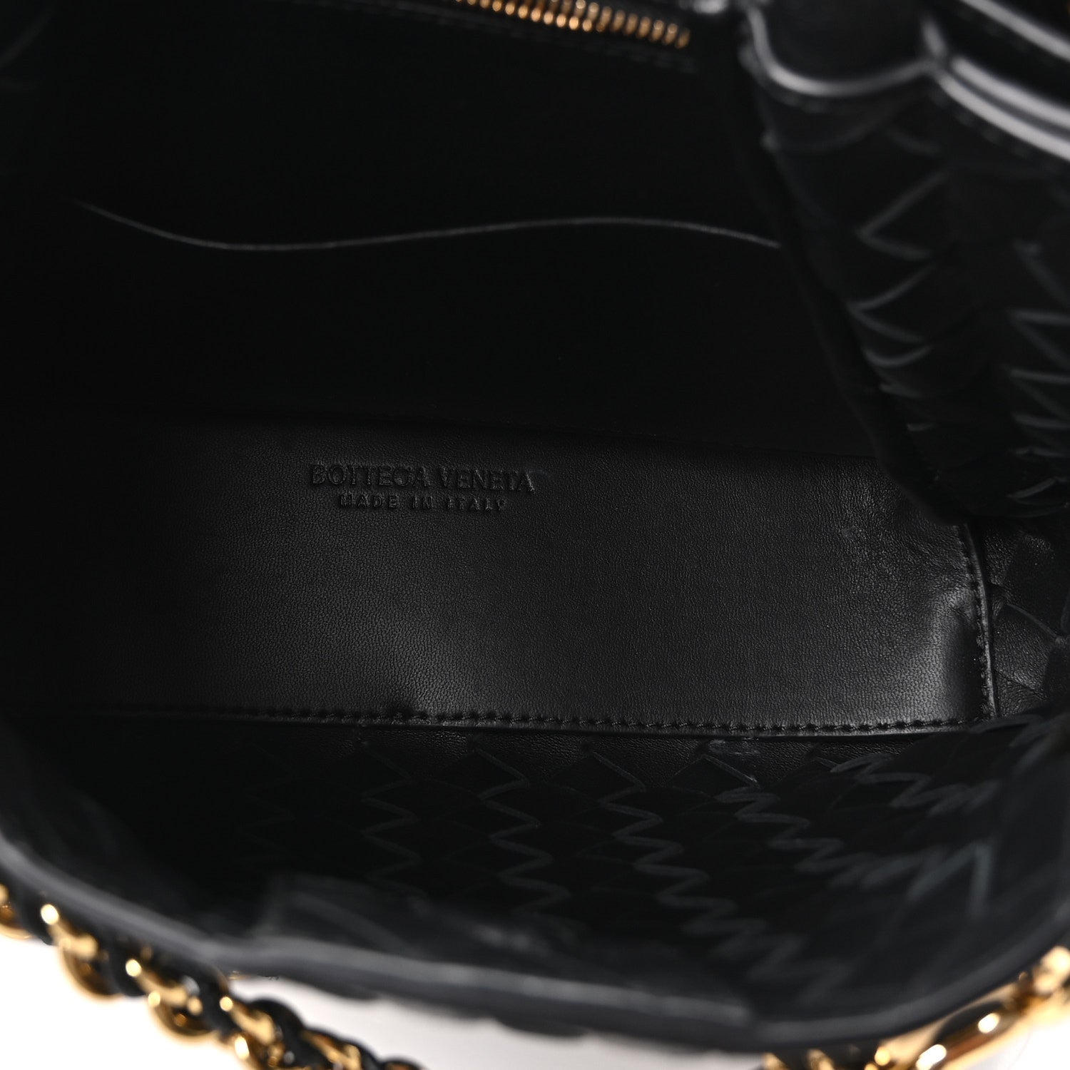 Nappa Intrecciato Small Andiamo With Chain Shoulder Bag Black