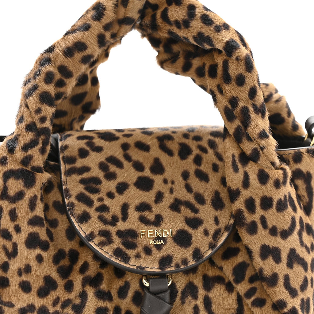 Cavallino Vitello Leopard Print Mini Spy Bag Marrone