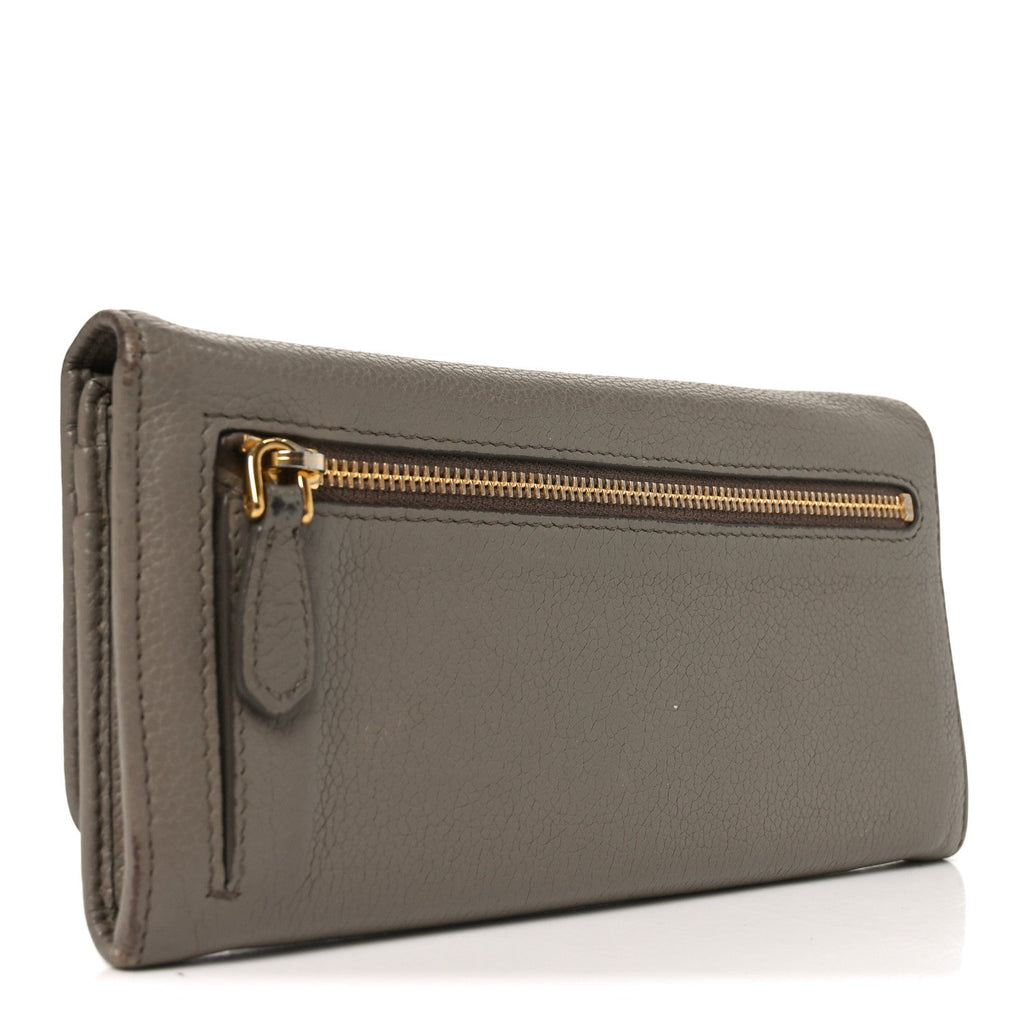 Vitello Daino Metal Continental Flap Wallet Argilla