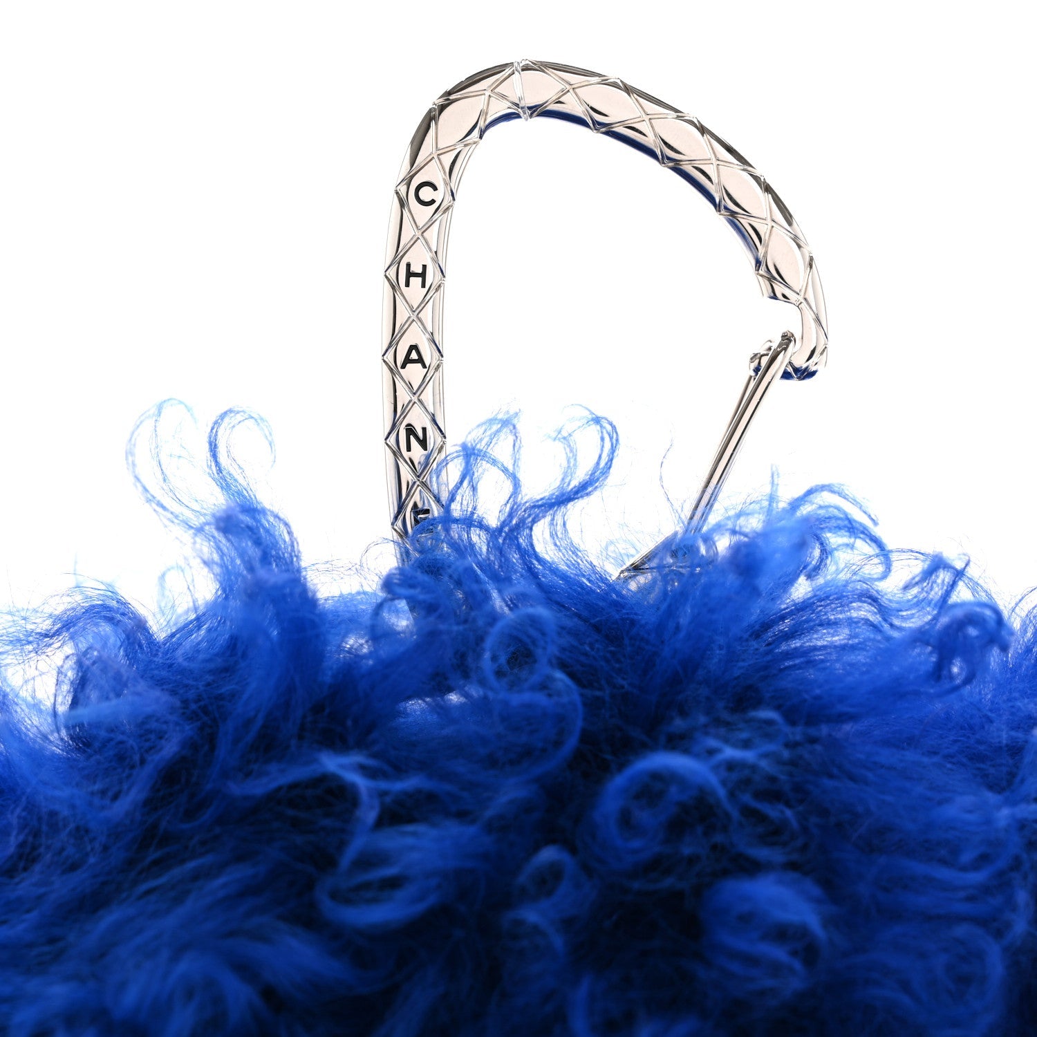 Shearling Lambskin CC Hook  Holder Blue