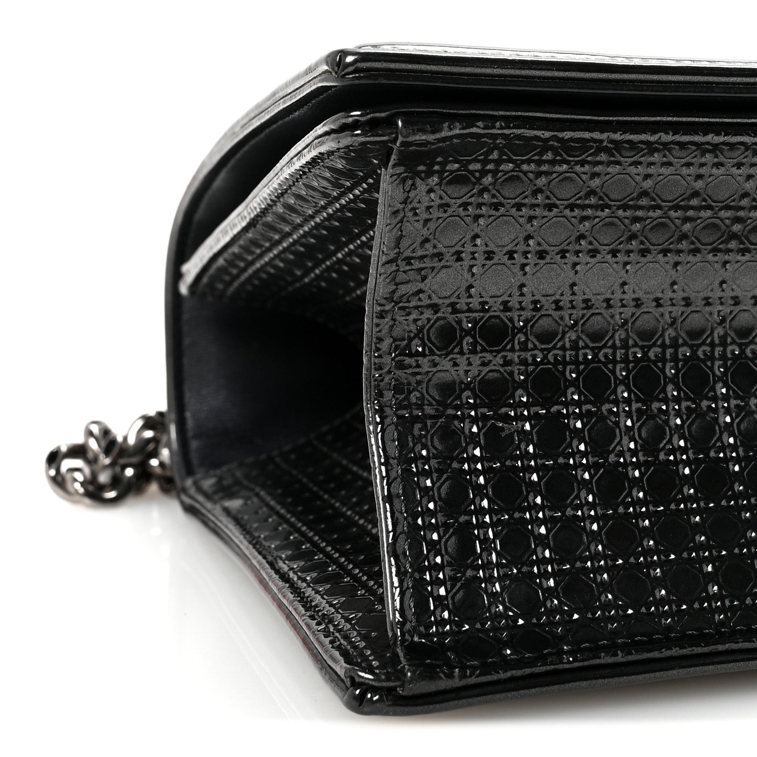 Metallic Patent Micro-Cannage Medium Diorama Flap Bag Onyx Black