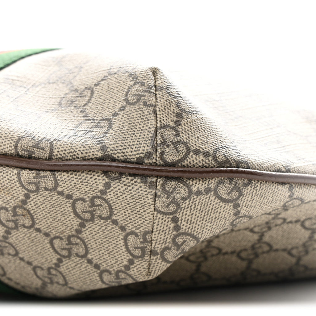 GG Supreme Monogram Web Small Ophidia Half Moon Hobo Brown