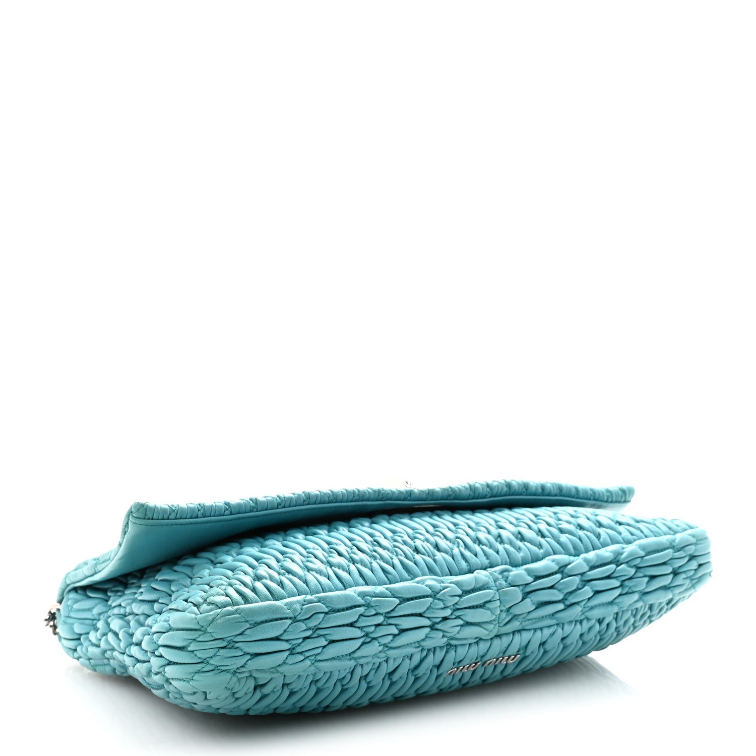 Nappa Matelasse Crystal Flap Clutch Turchese