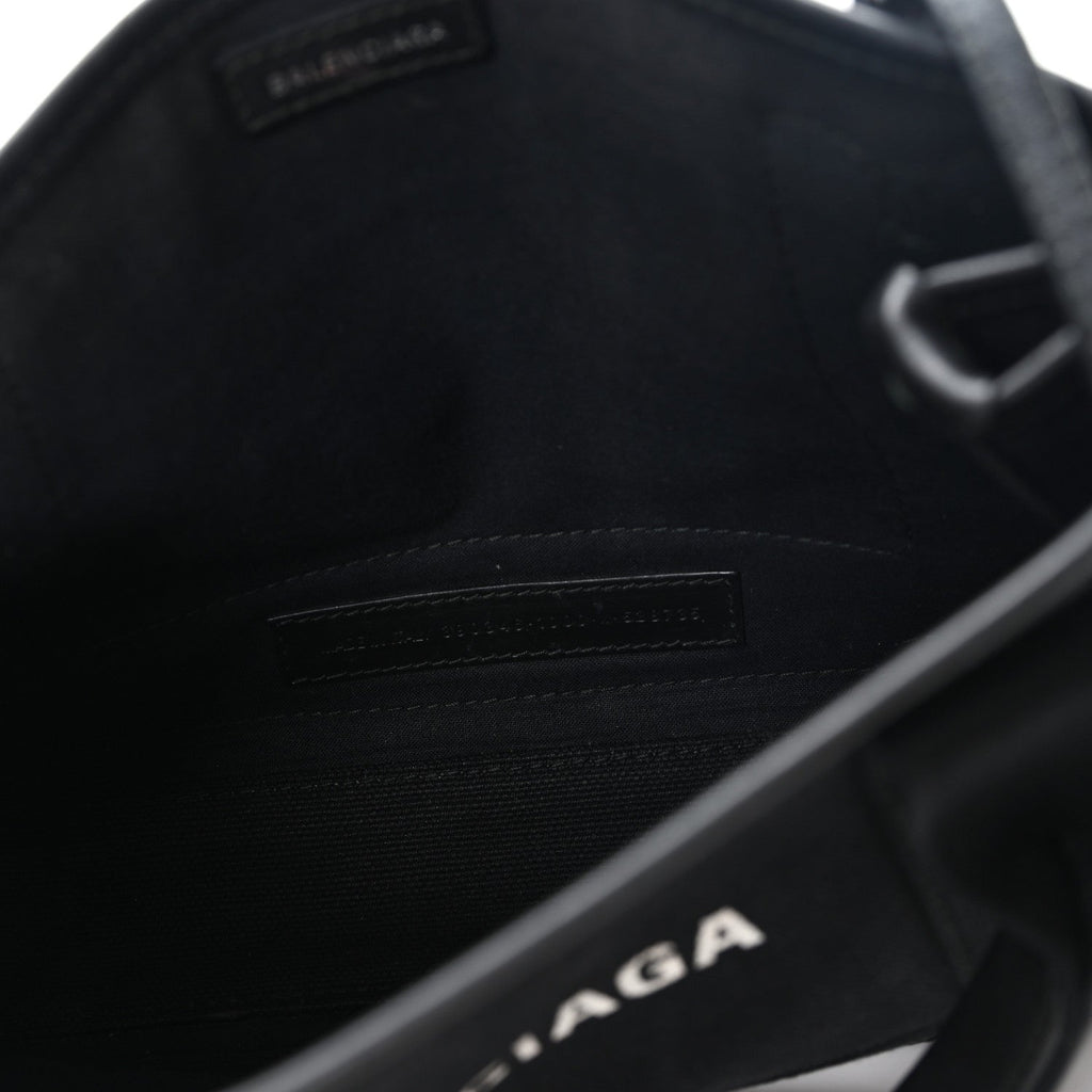 Cotton Canvas Calfskin Navy Cabas XS Black