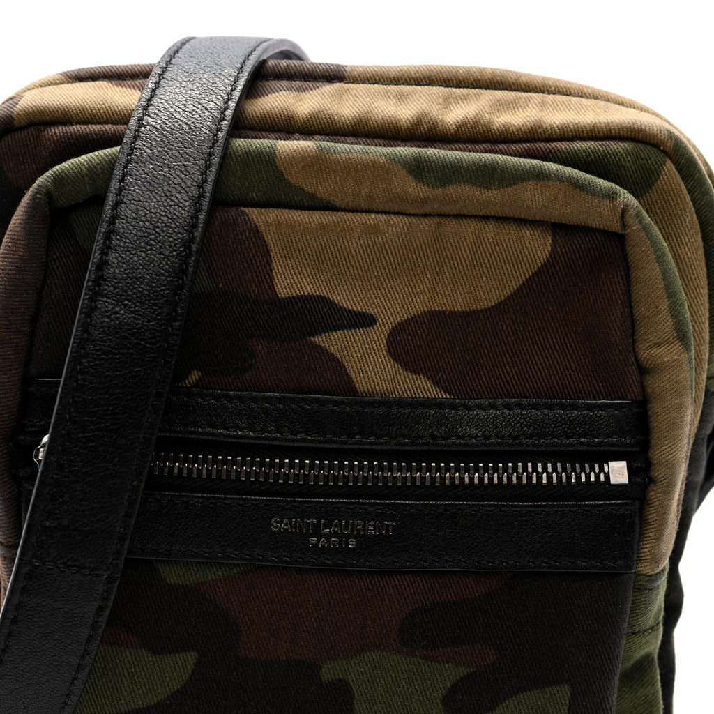 Canvas Calfskin Camouflage Sid Messenger Bag Green