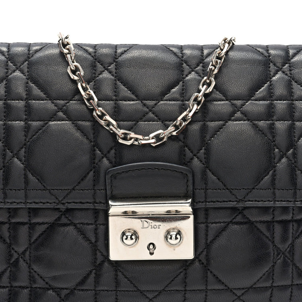 Lambskin Cannage Miss Dior Promenade Pouch Black