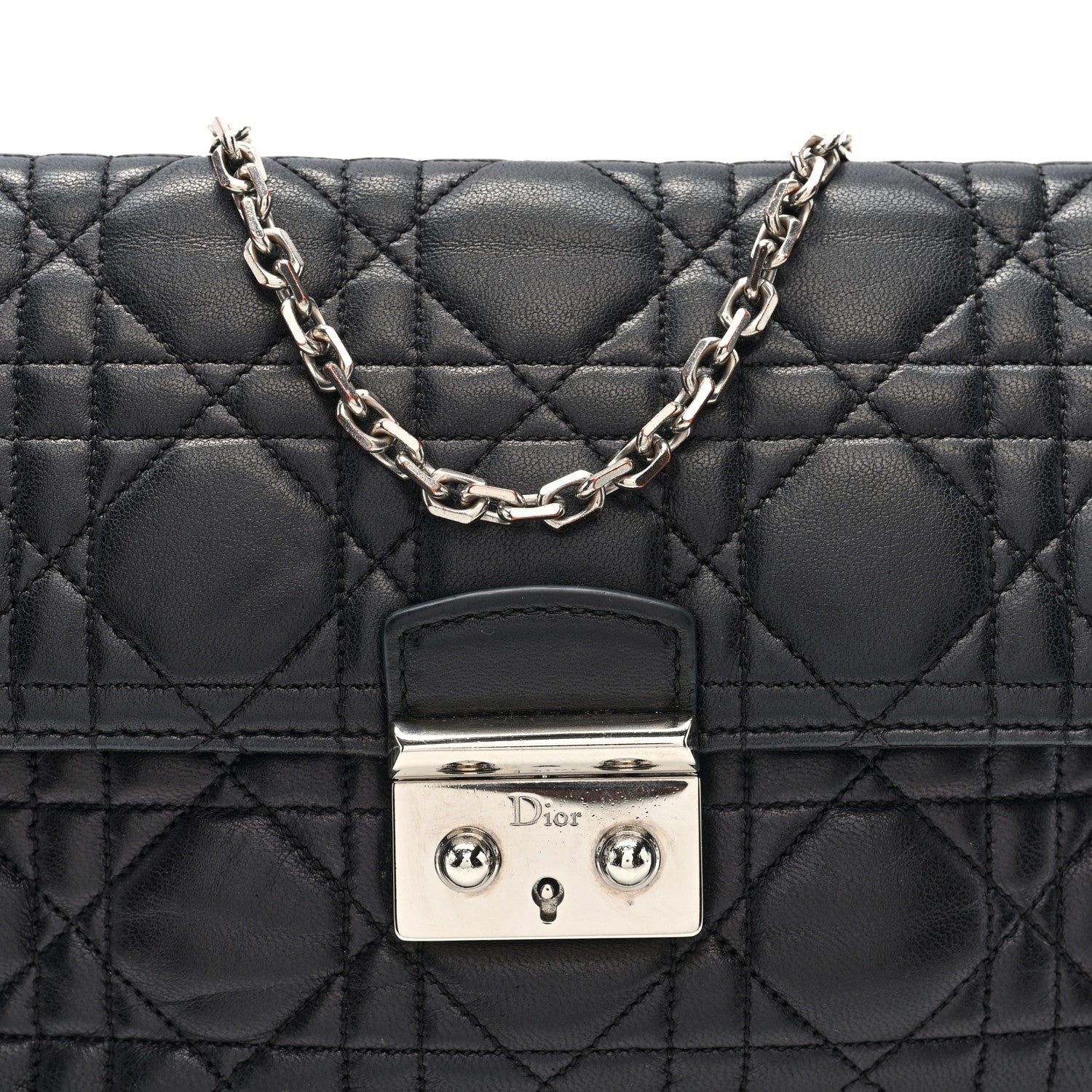 Lambskin Cannage Miss Dior Promenade Pouch Black