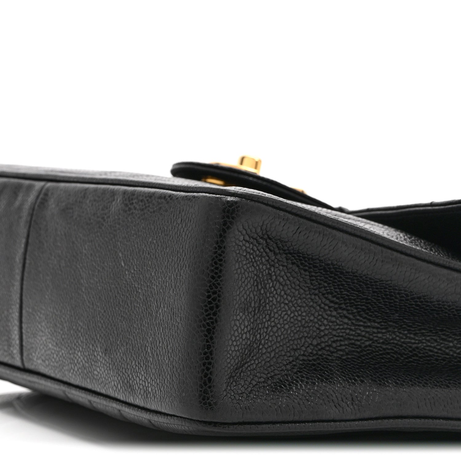 Caviar Vertical Quilted Jumbo Single Flap Black