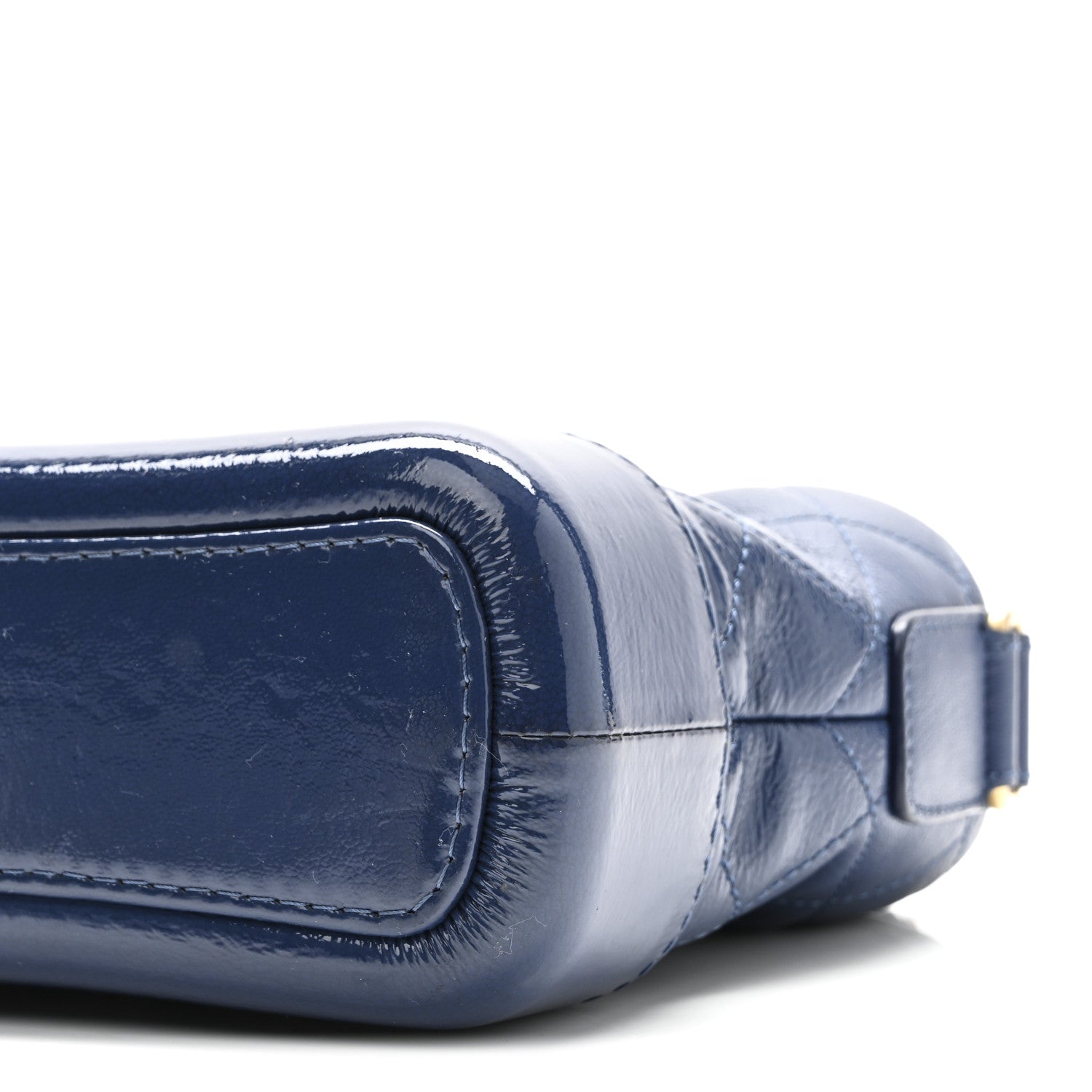 Patent Goatskin Quilted Small Gabrielle Hobo Blue