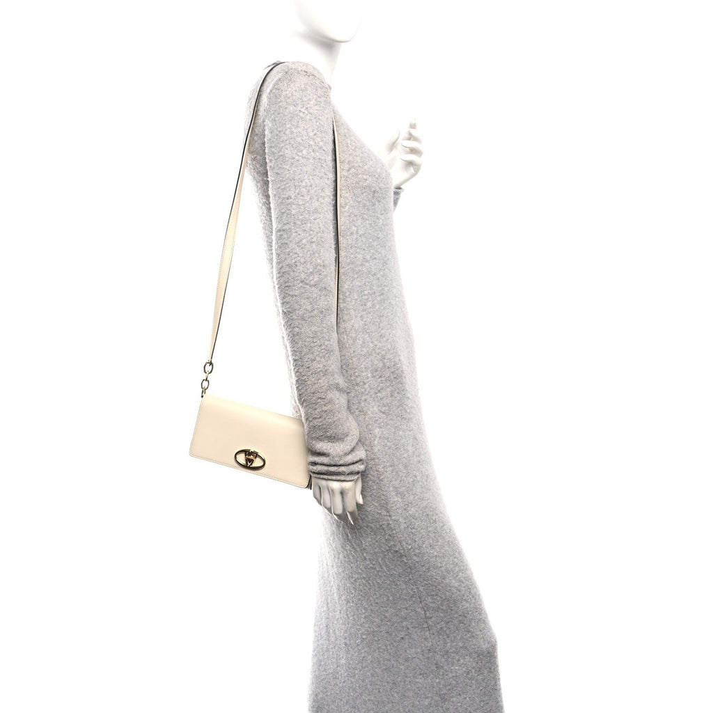 Calfskin Vlogo Crossbody Pouch White