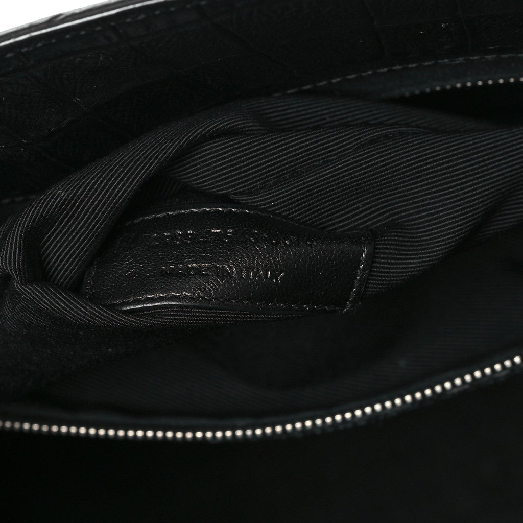 Calfskin Crocodile Embossed Large Sac De Jour Carryall Black