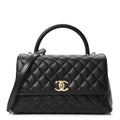 Caviar Quilted Small Coco Handle Flap Black