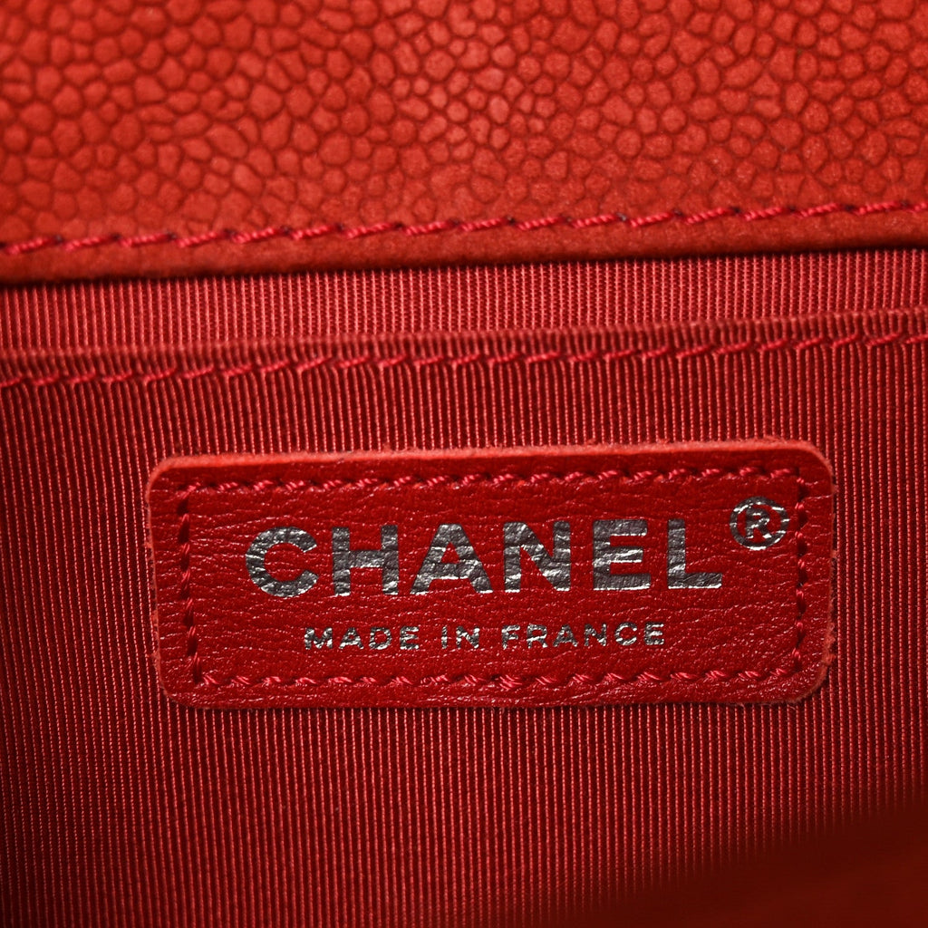 Suede Caviar Quilted Medium Boy Flap Red