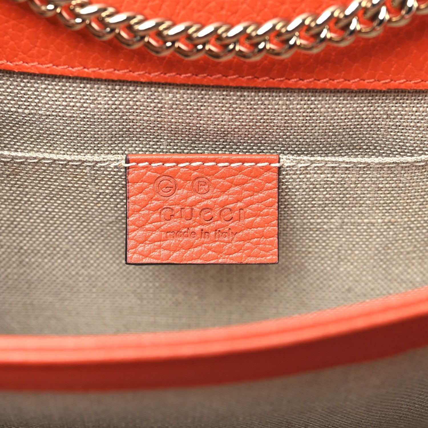 Dollar Calfskin Small Interlocking G Shoulder Bag Sun Orange
