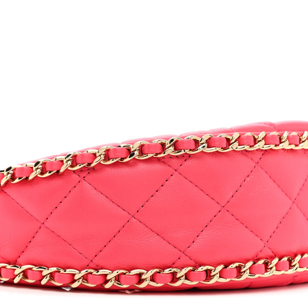 Lambskin Quilted Small Hobo Bag Pink