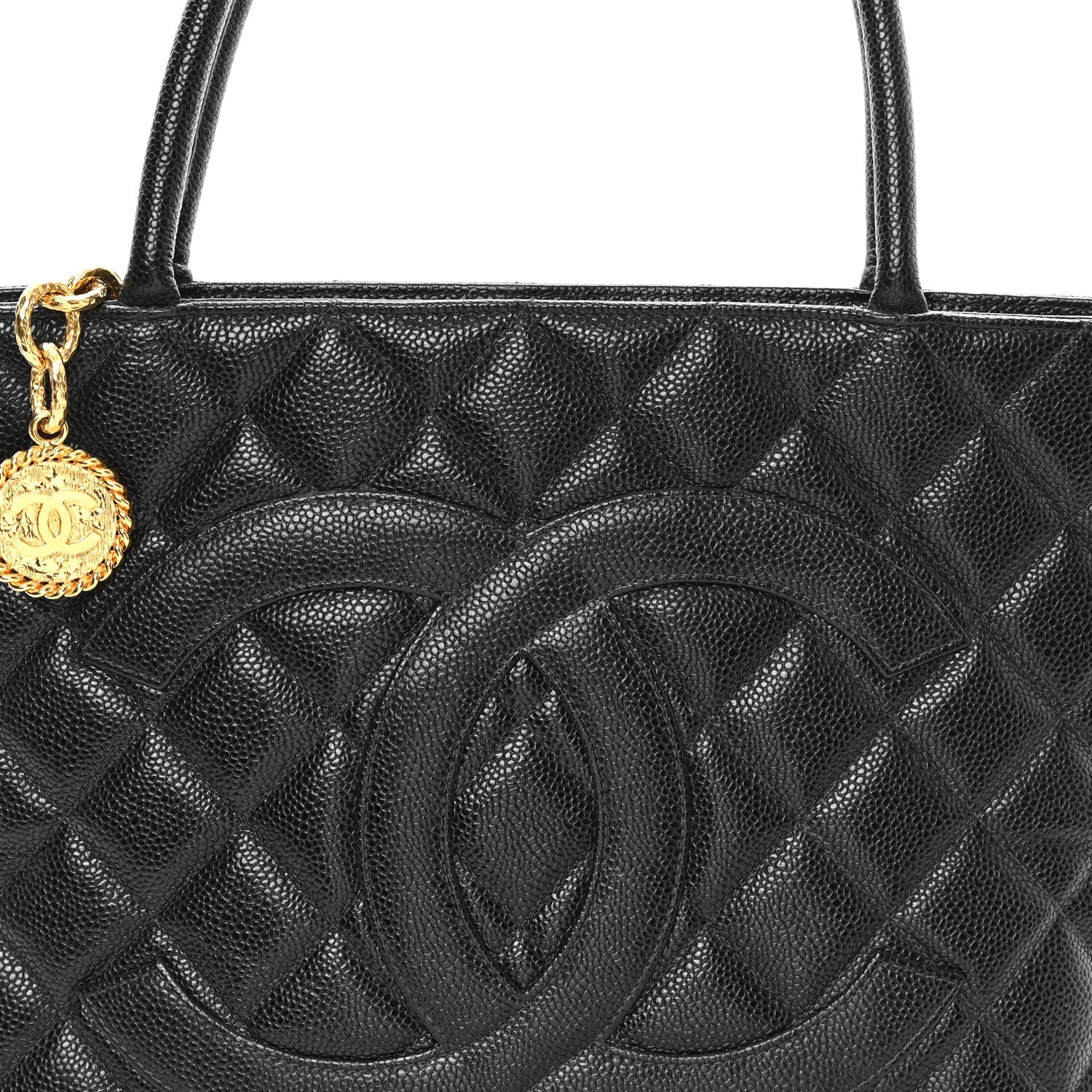 Caviar Quilted Medallion Tote Black