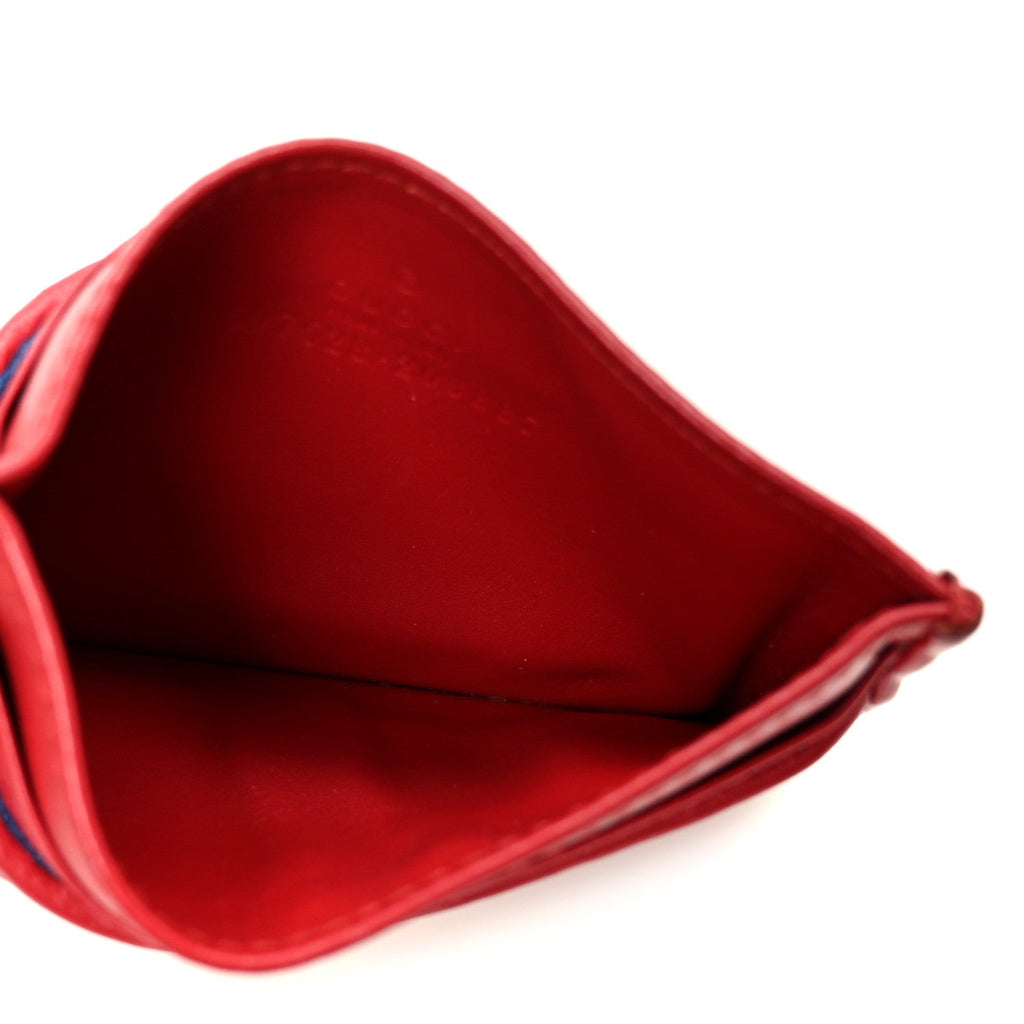 Calfskin G Rhombus Quilted  Holder Hibiscus Red