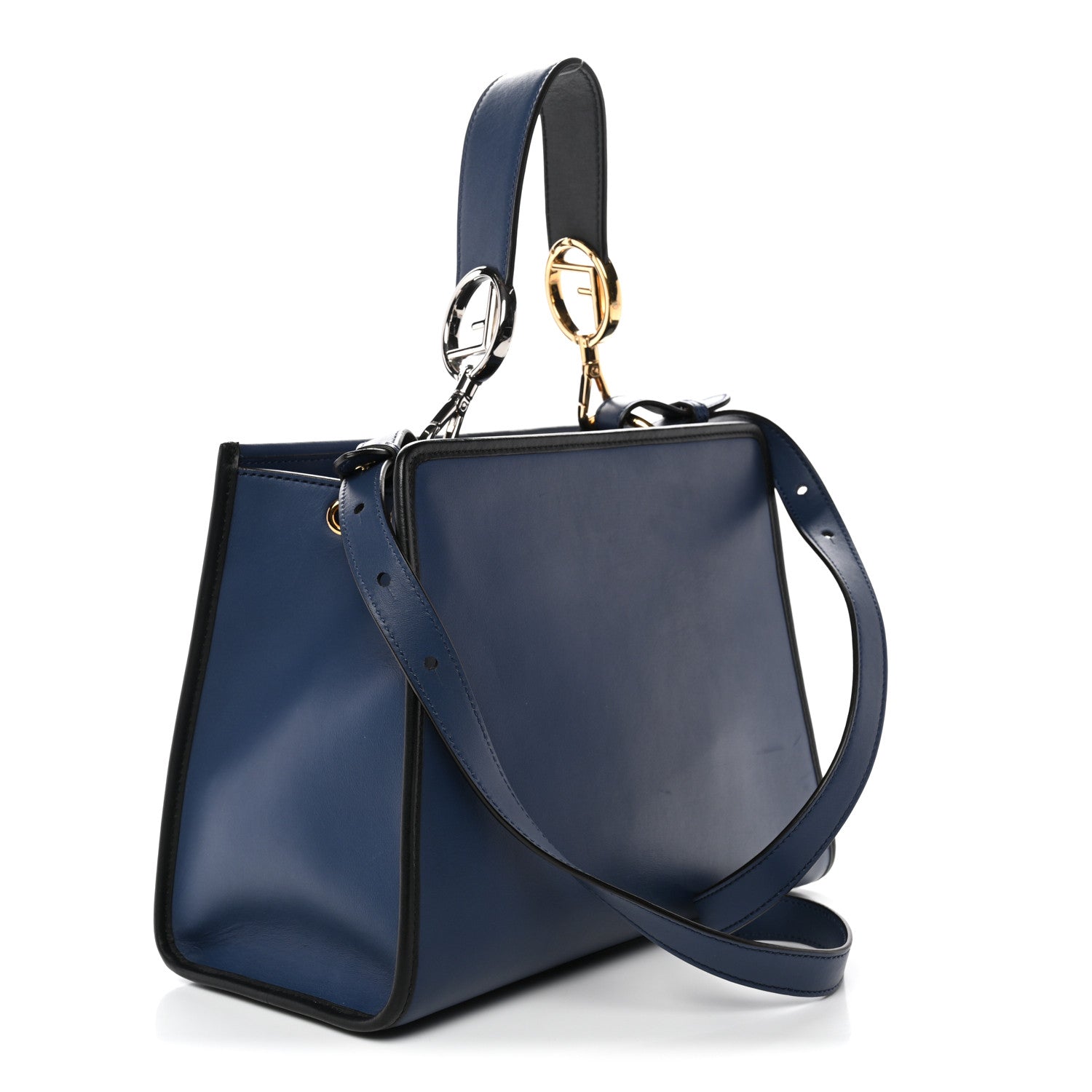 Vitello Century Opaco F is Fendi Bi-Color Small Runaway Satchel Blue Black
