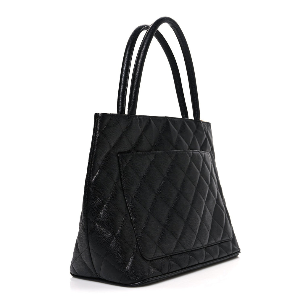 Caviar Quilted Medallion Tote Black