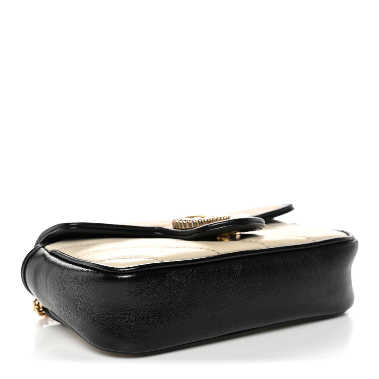 Vintage Effect Calfskin Matelasse Diagonal Super Mini Torchon GG Marmont Shoulder Bag  Cognac Mystic White Blue Agata