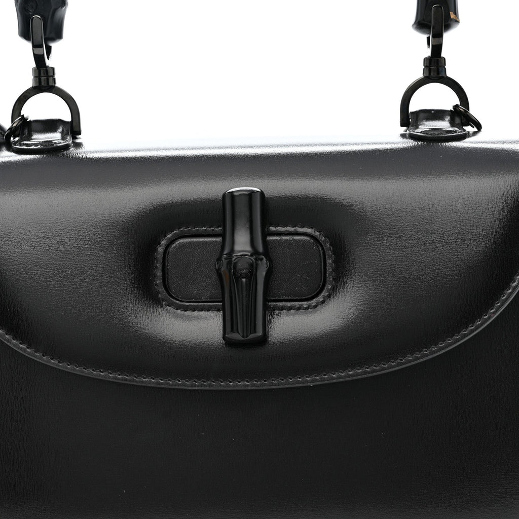 Boarded Dyana Lux Calfskin Web Monochrome Medium Bamboo 1947 Top Handle Bag Black