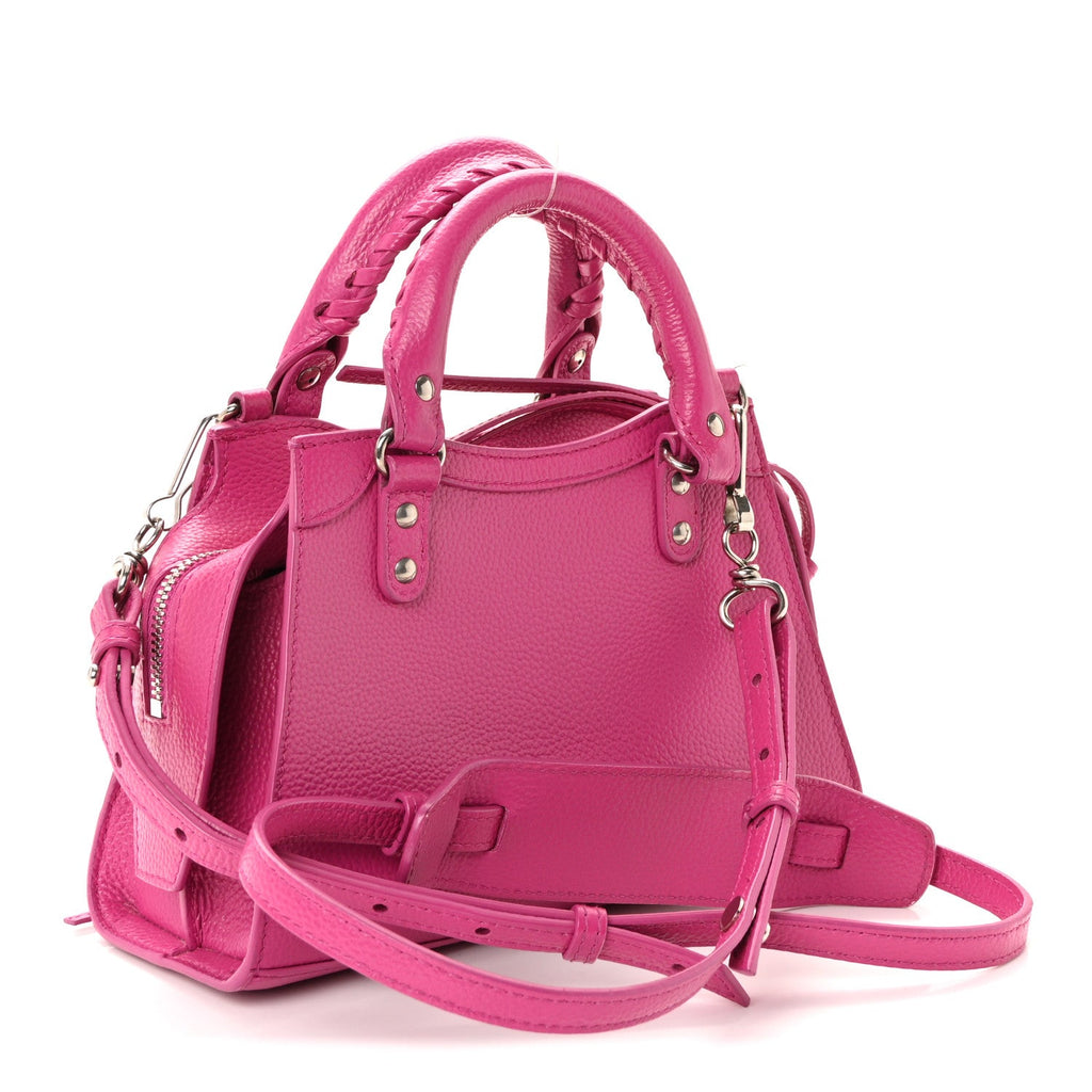 Grained Calfskin Neo Classic Silver Hardware Mini City Fuchsia