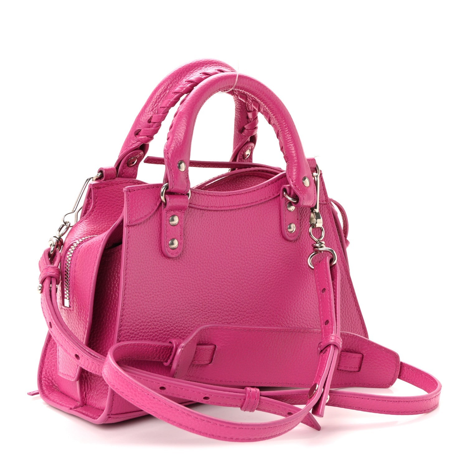 Grained Calfskin Neo Classic Silver Hardware Mini City Fuchsia