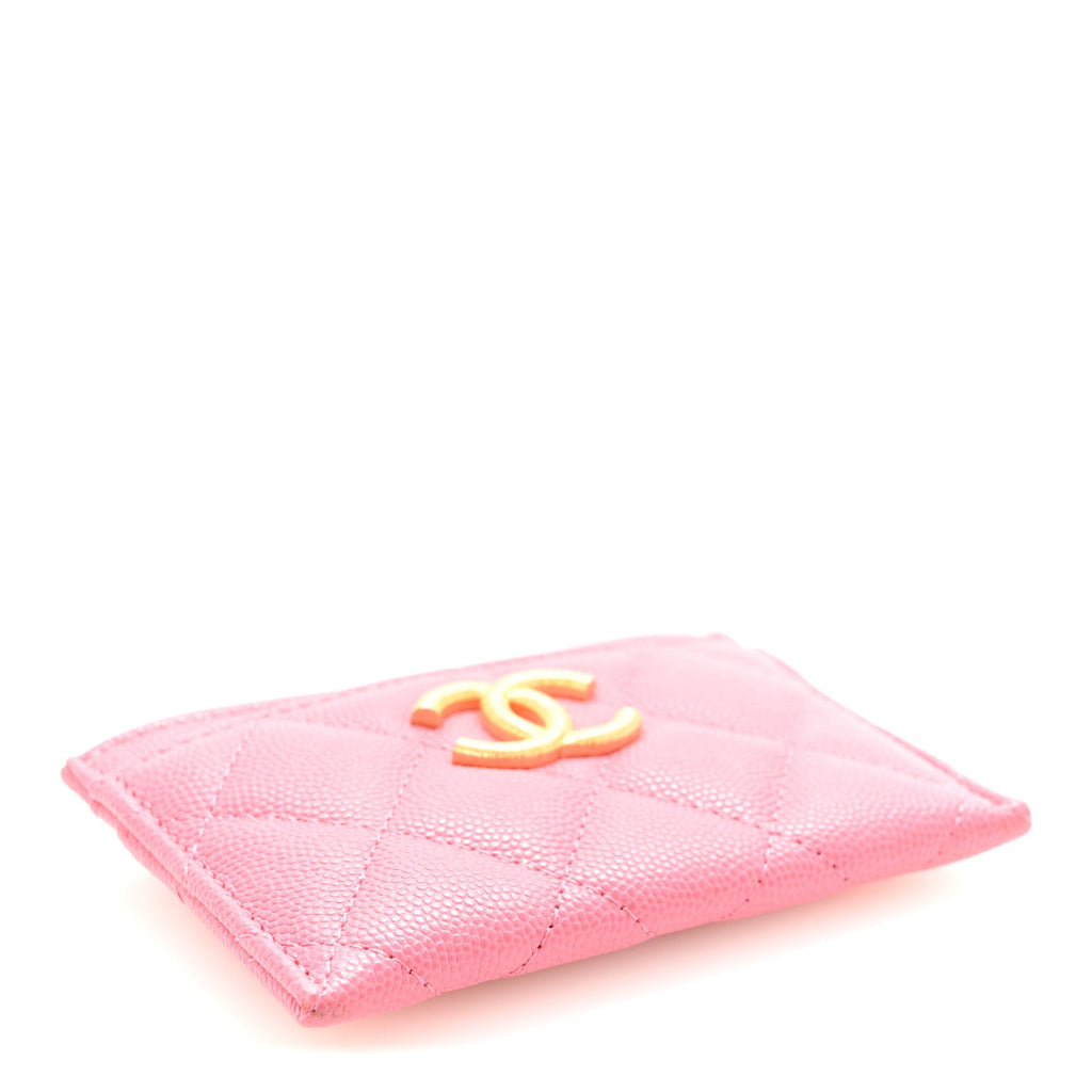 Caviar Quilted Textured CC  Holder Pink
