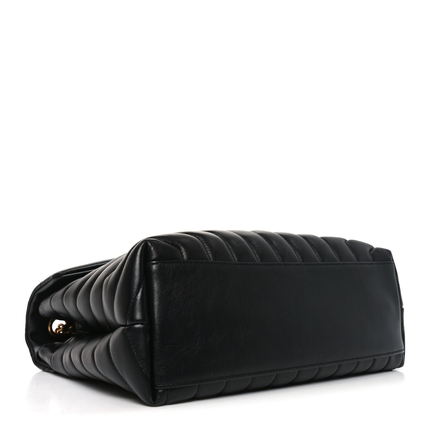 Calfskin Y Quilted Monogram Medium Loulou Chain Satchel Black