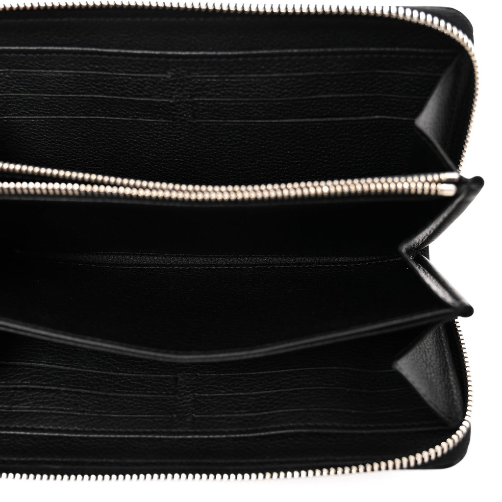 Calfskin Zippy Lockme Wallet Black