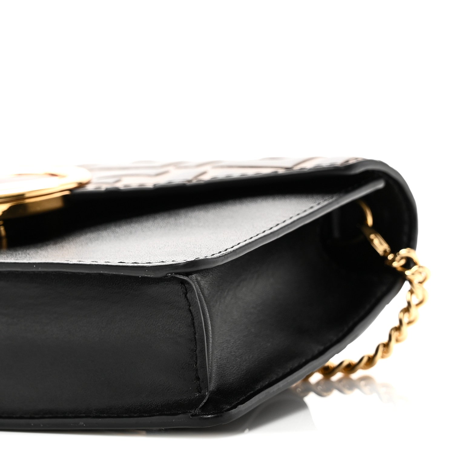 Vitello Liberty F is Fendi Bi-Color FF 1974 Embossed Envelope Belt Bag Maya Black