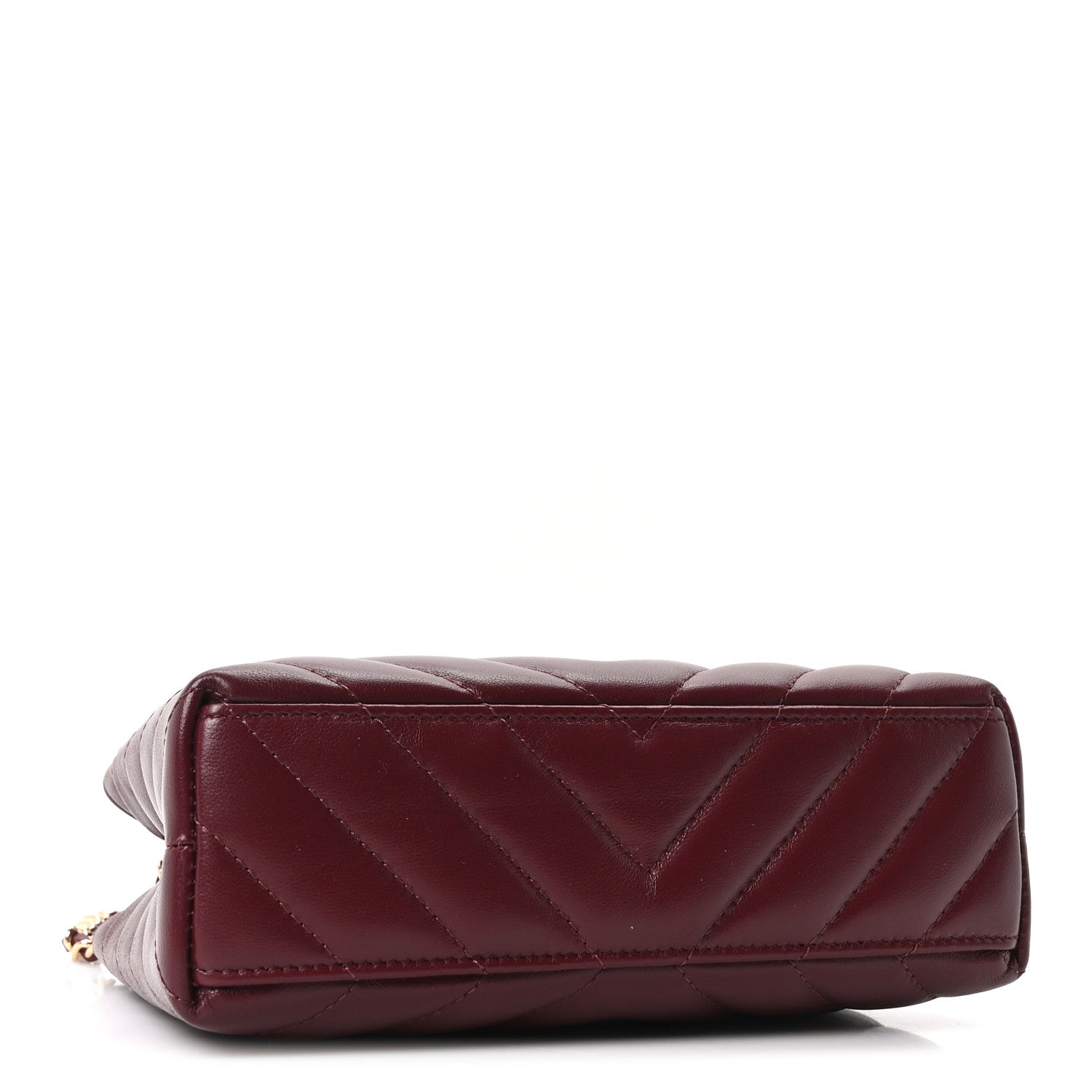 Shiny Lambskin Chevron Quilted Nano Kelly Shopper Dark Burgundy