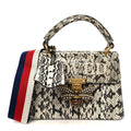 Snakeskin Sylvie Web Small Queen Margaret Top Handle Bag Roccia Natural