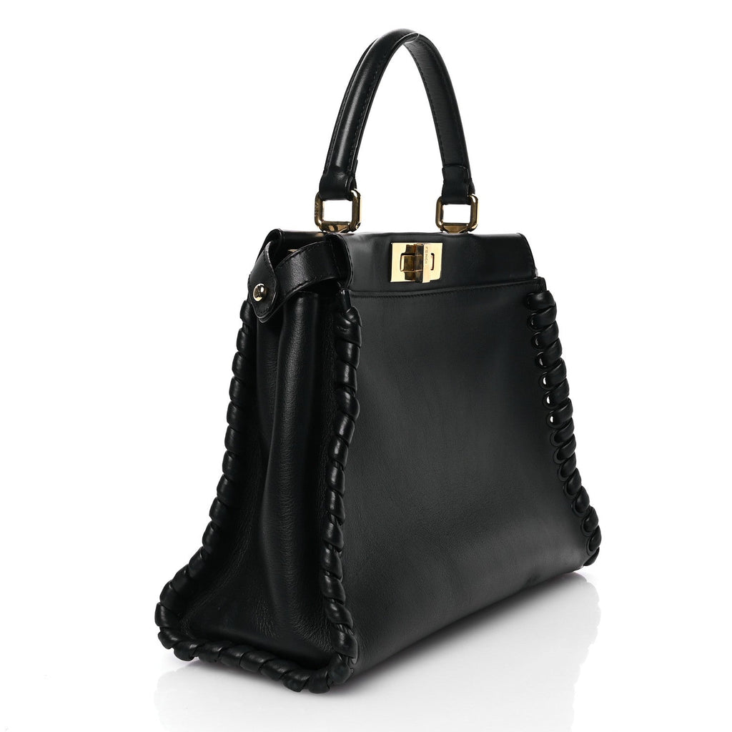 Vitello Seta Lace Up Medium Peekaboo Iconic Satchel Black