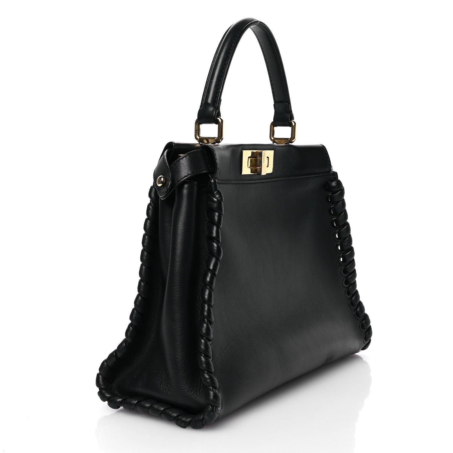 Vitello Seta Lace Up Medium Peekaboo Iconic Satchel Black