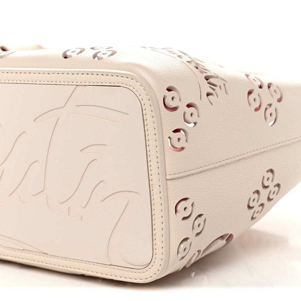 Calfskin Perforated Loubinthesky Spikes Large Cabarock Tote Leche